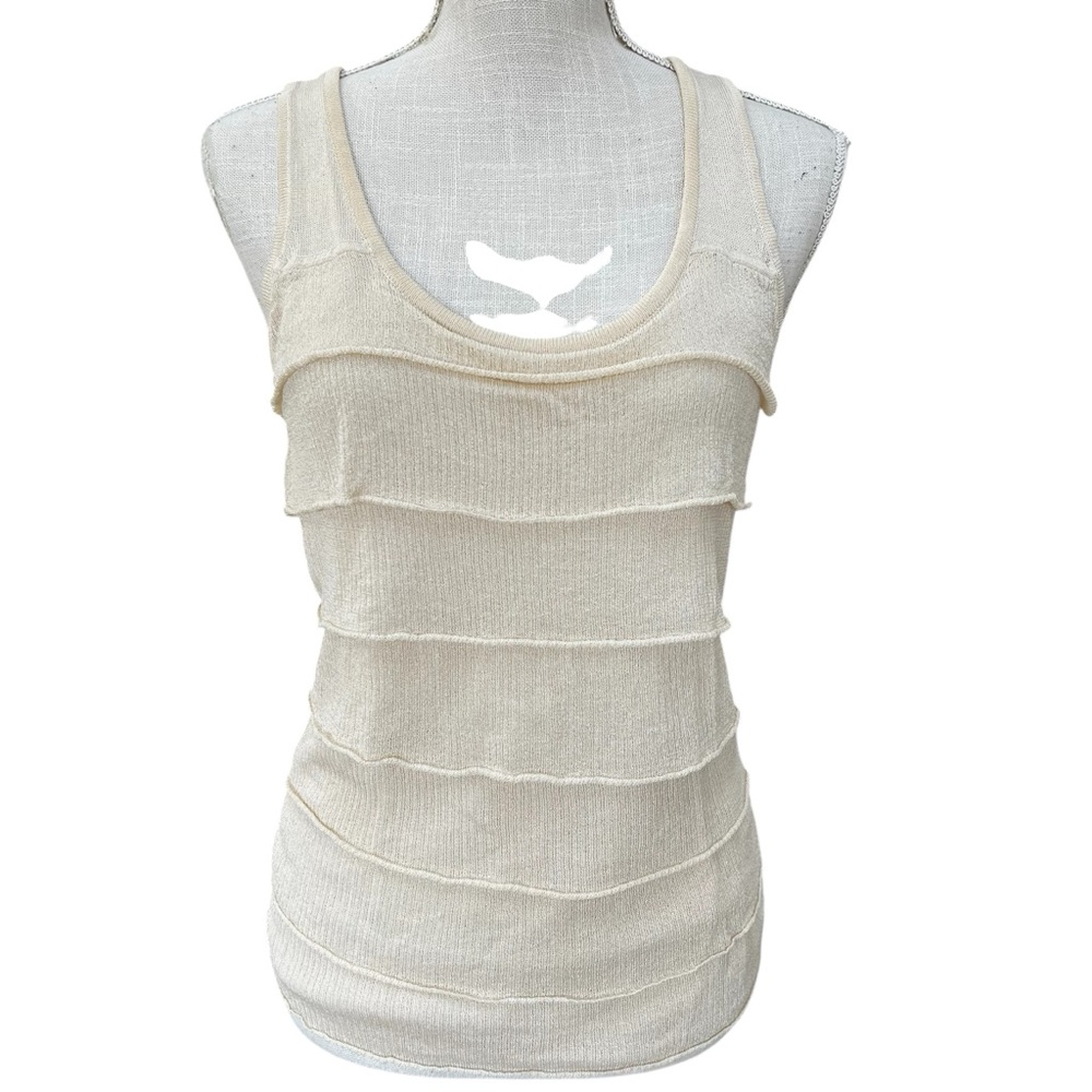 Talbots Cream Layered Ruffle Knit Tank - Picture 2 of 7